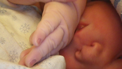 Closeup of Davids hand.